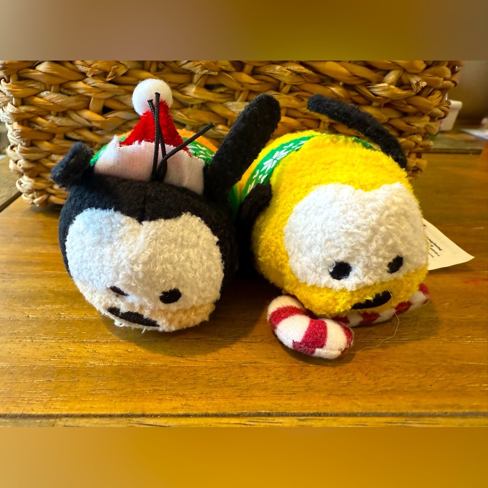 Disney Tsum Tsum mini plush specifically Christmas-themed Mickey Mouse and Pluto